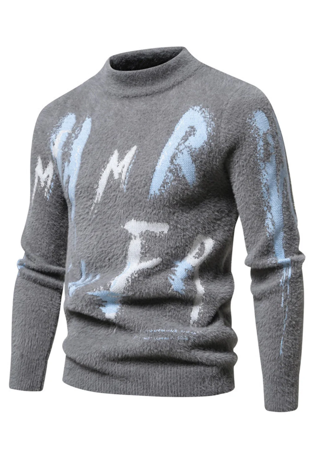 White Round Neck Slim Fit Men's Sweater - Image 9