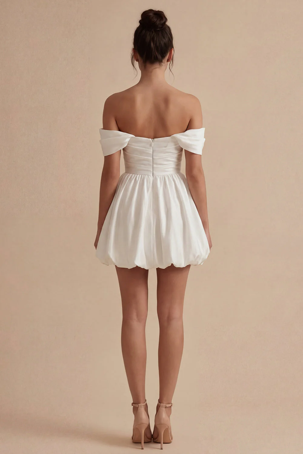 White A Line Off the Shoulder Bridal Shower Dress - Image 2