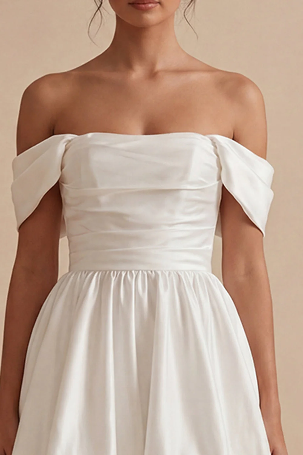 White A Line Off the Shoulder Bridal Shower Dress - Image 3