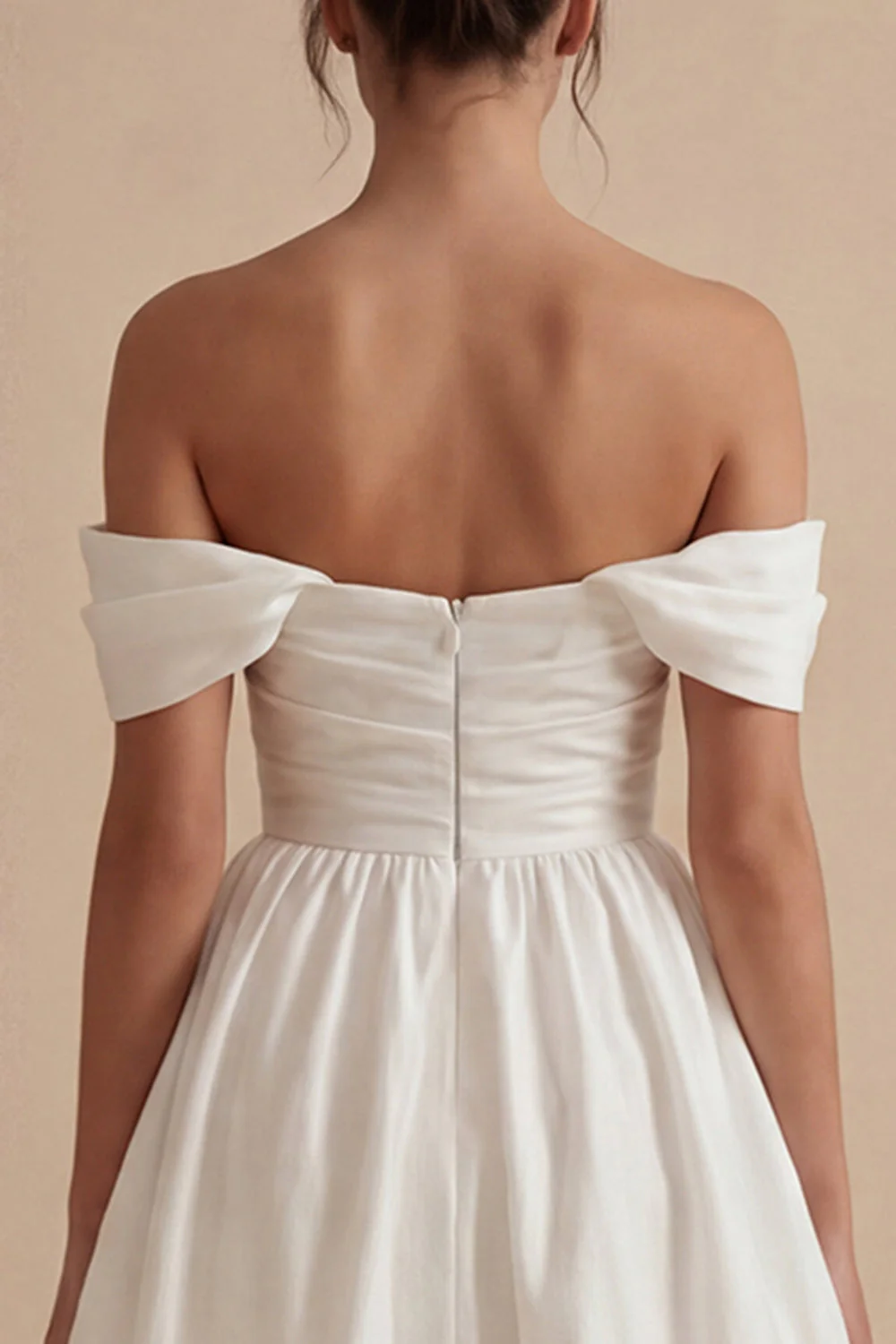 White A Line Off the Shoulder Bridal Shower Dress - Image 4