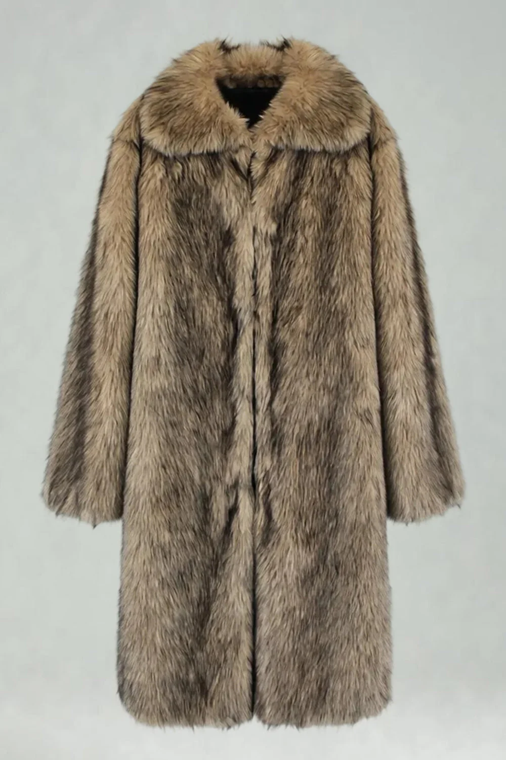 White Shawl Lapel Faux Fur Long Men's Coat - Image 10