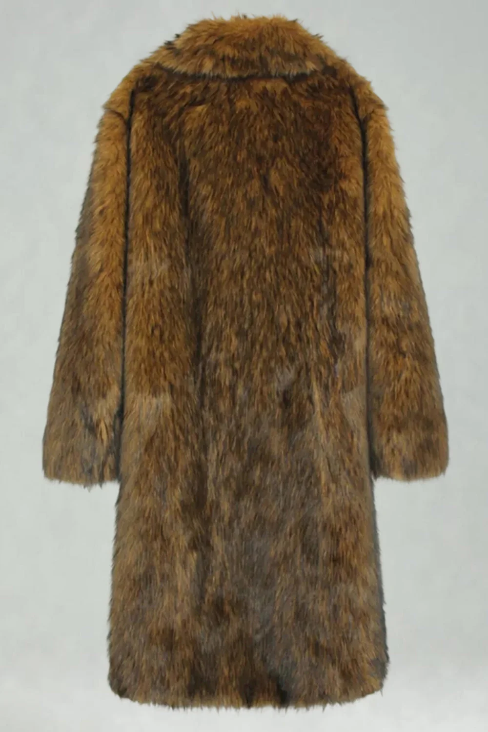 White Shawl Lapel Faux Fur Long Men's Coat - Image 19