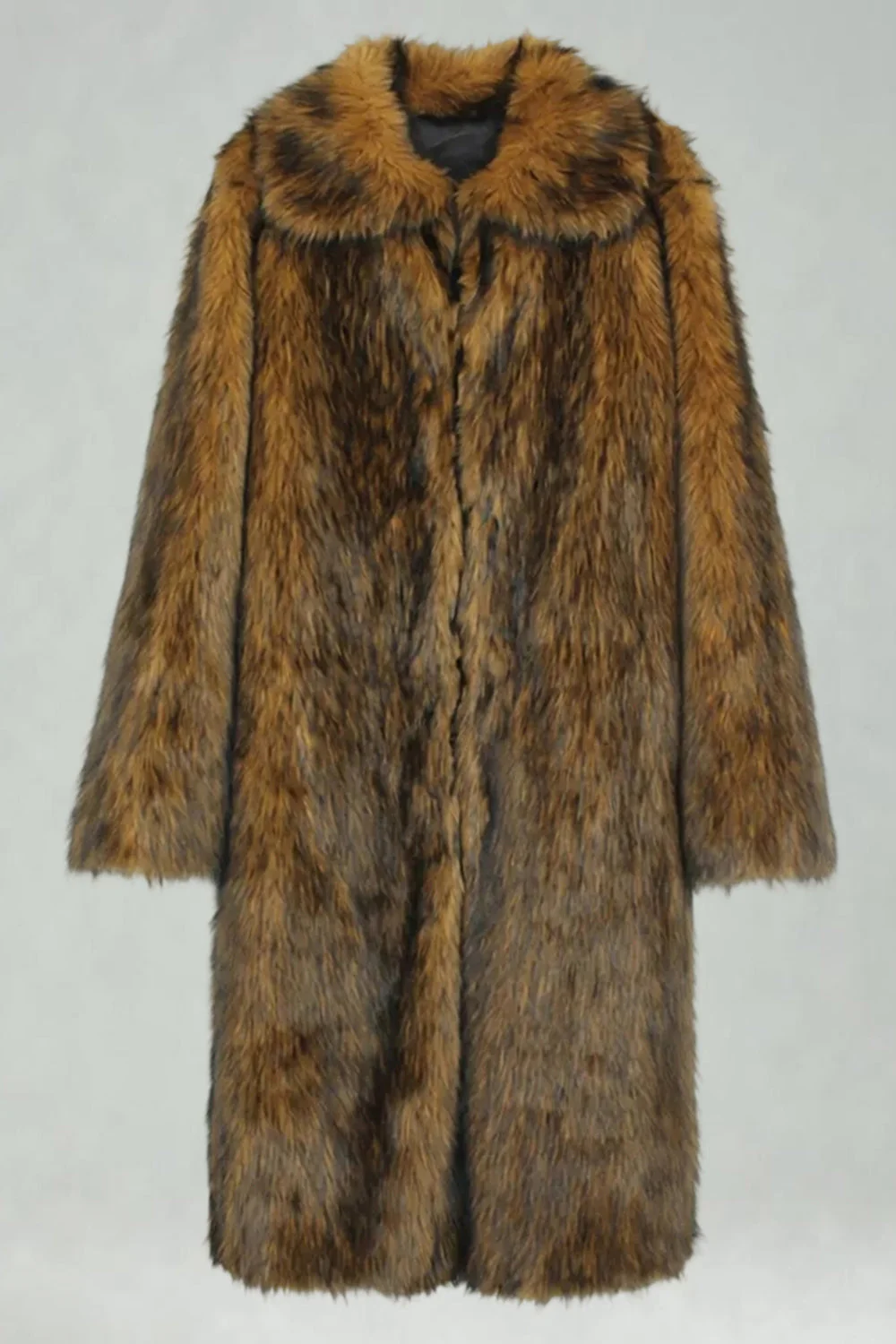 White Shawl Lapel Faux Fur Long Men's Coat - Image 20