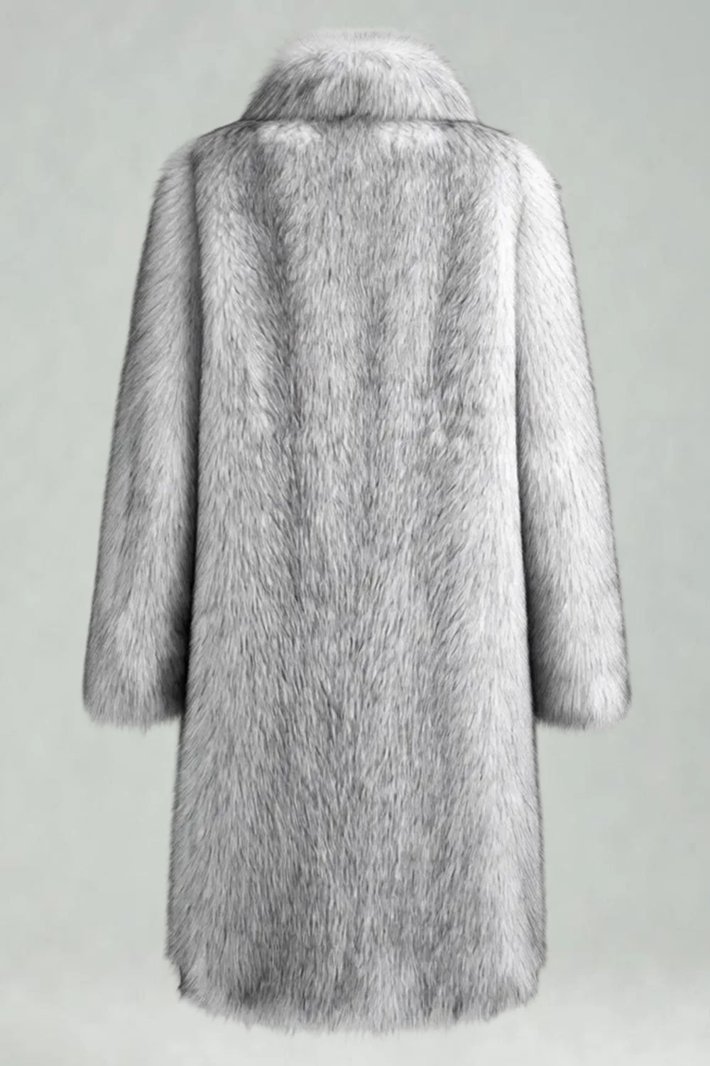 White Shawl Lapel Faux Fur Long Men's Coat - Image 5
