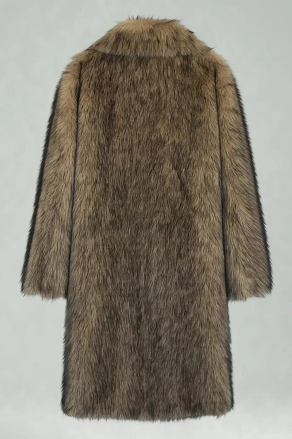 White Shawl Lapel Faux Fur Long Men's Coat - Image 9