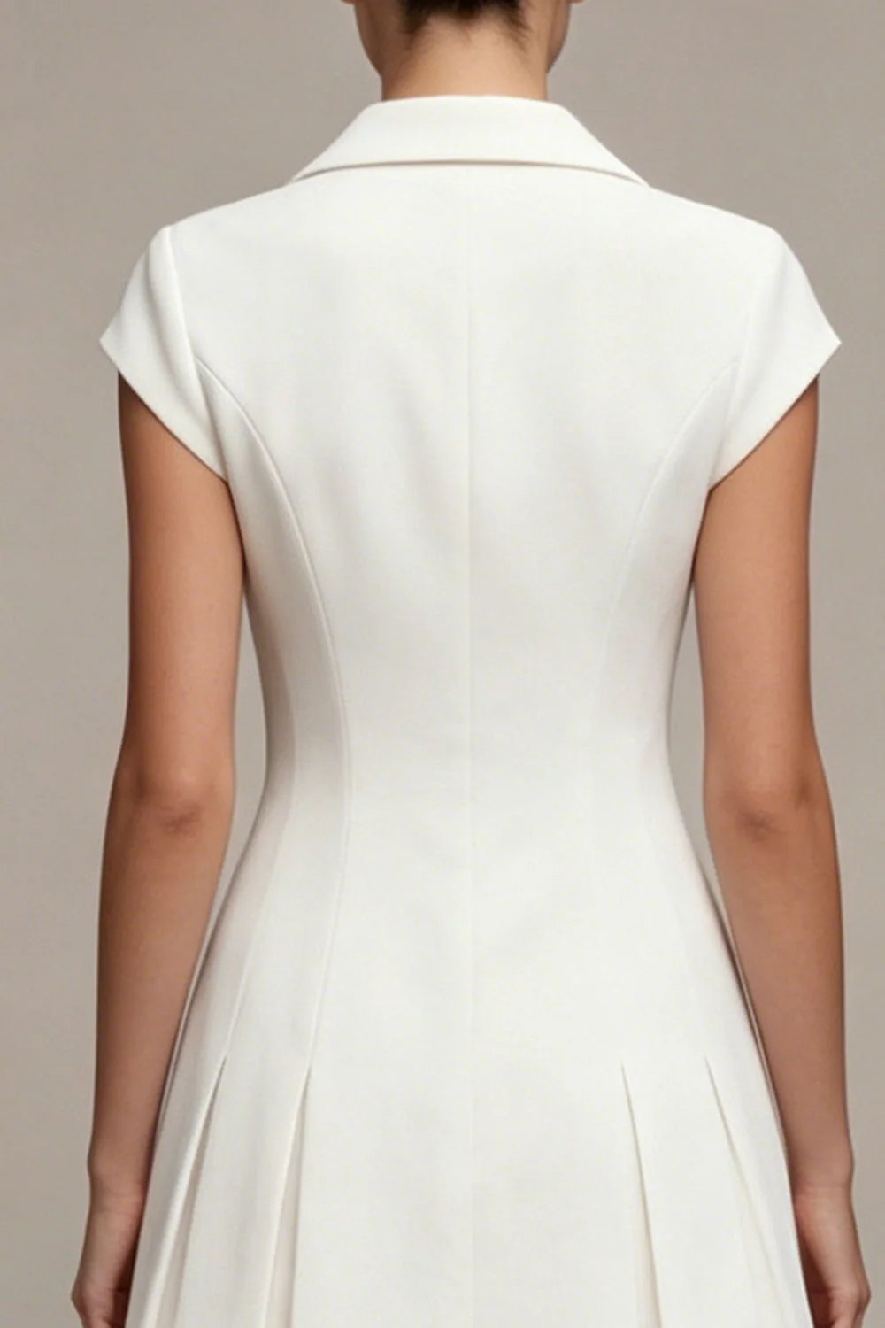 White A Line Single Breasted Notched Lapel Short Blazer Dress - Image 3