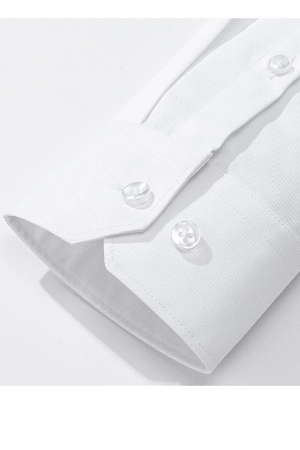 White Solid Classic Long Sleeves Men's Suits Shirt - Image 5