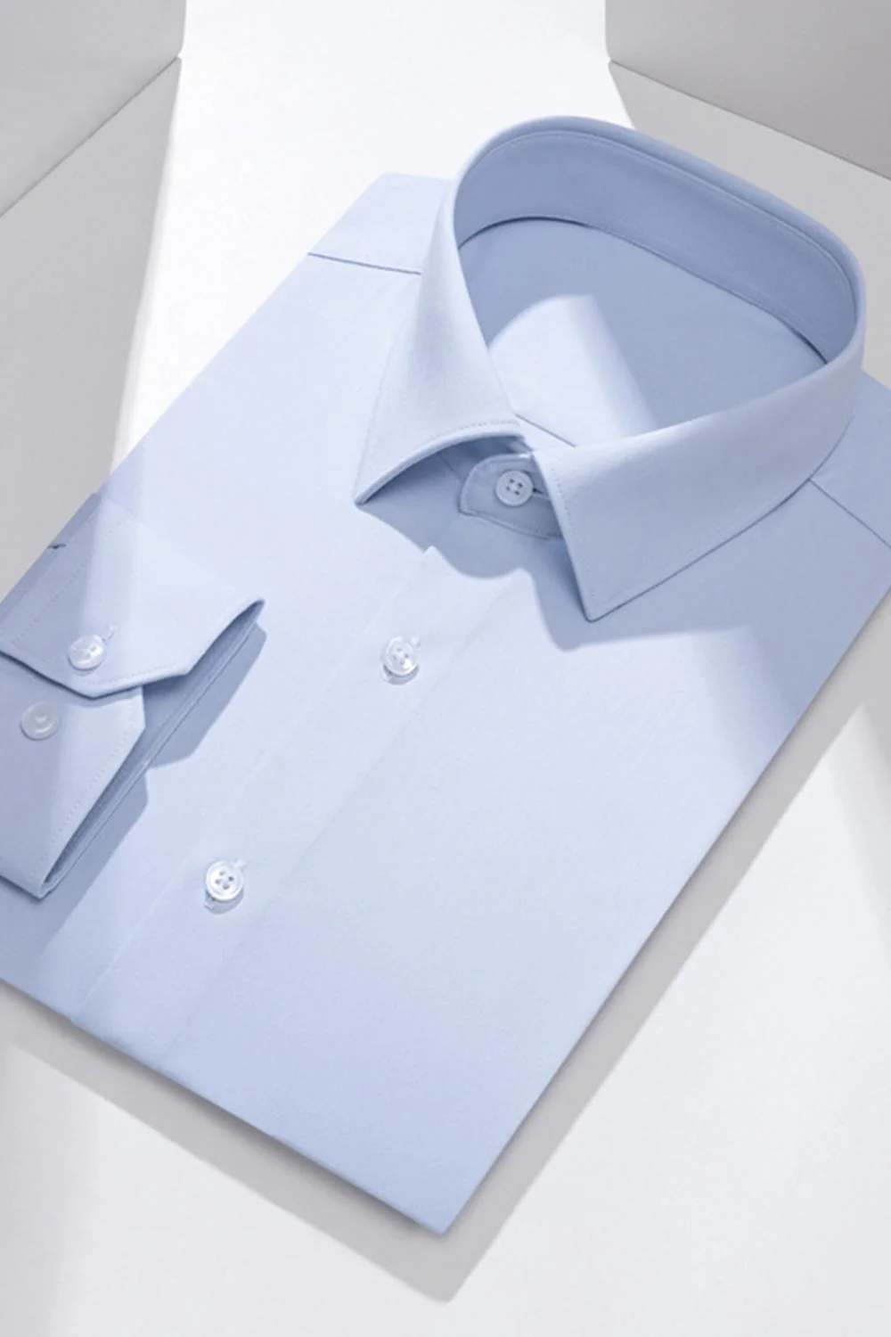White Solid Classic Long Sleeves Men's Suits Shirt - Image 8