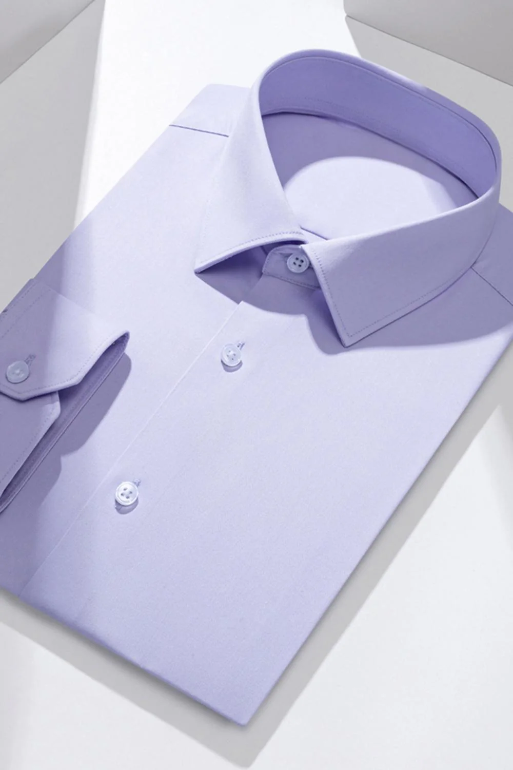 White Solid Classic Long Sleeves Men's Suits Shirt - Image 9