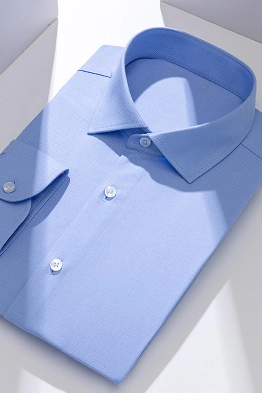 White Solid Slim Fit Long Sleeves Men's Suits Shirt - Image 3
