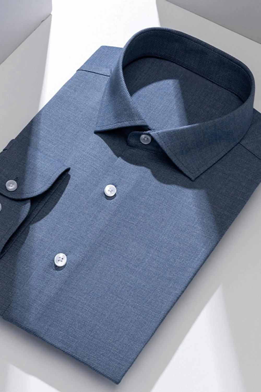 White Solid Slim Fit Long Sleeves Men's Suits Shirt - Image 5