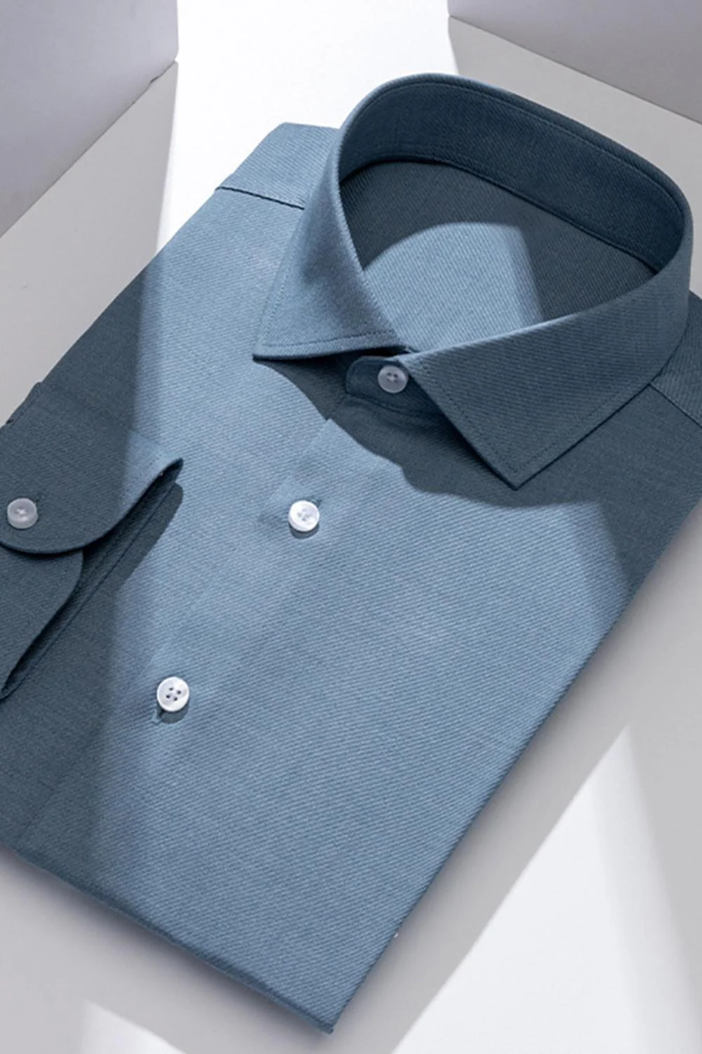 White Solid Slim Fit Long Sleeves Men's Suits Shirt - Image 6