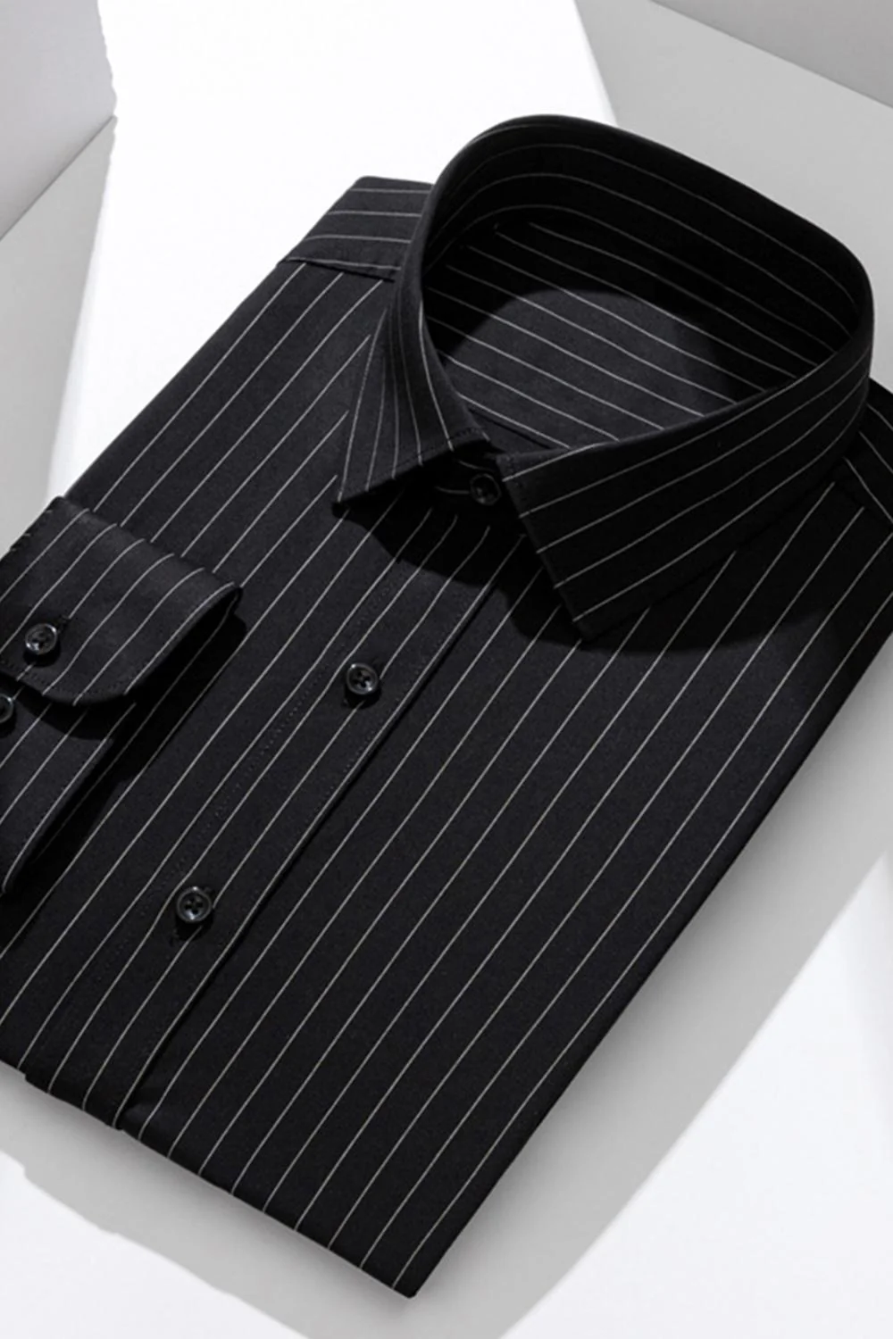 White Stripe Slim Fit Long Sleeves Men's Suits Shirt - Image 12