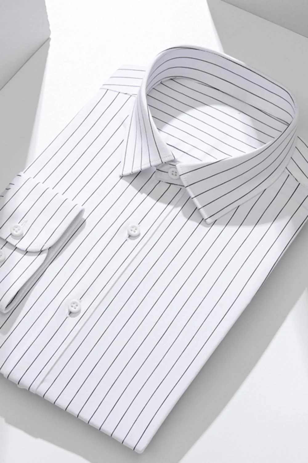 White Stripe Slim Fit Long Sleeves Men's Suits Shirt - Image 4