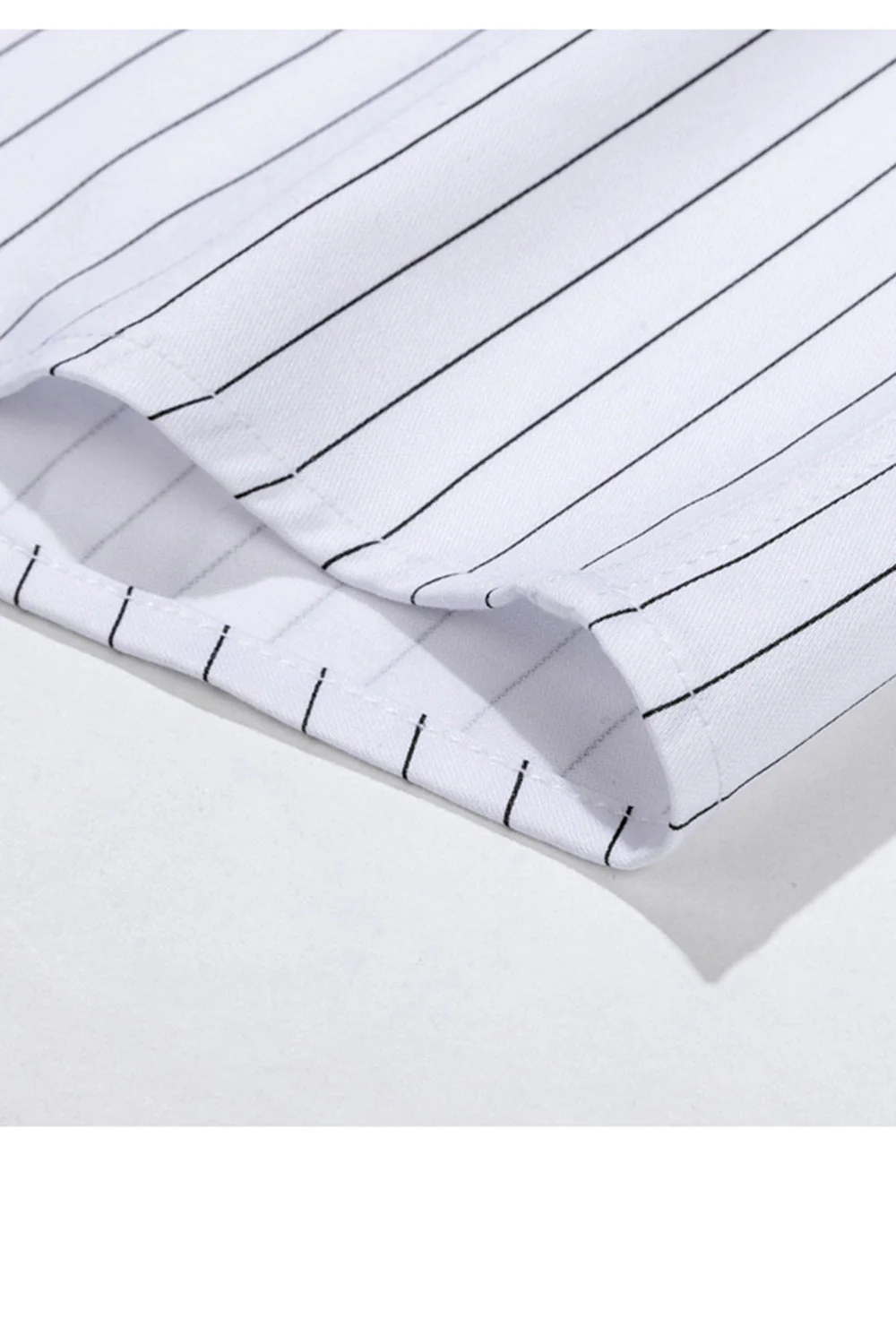 White Stripe Slim Fit Long Sleeves Men's Suits Shirt - Image 6