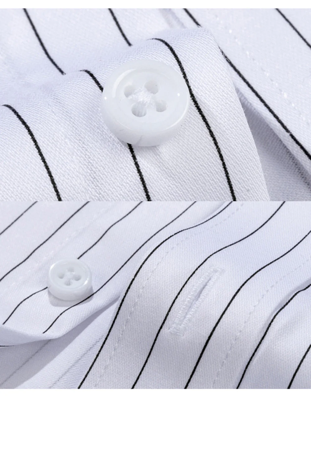 White Stripe Slim Fit Long Sleeves Men's Suits Shirt - Image 9