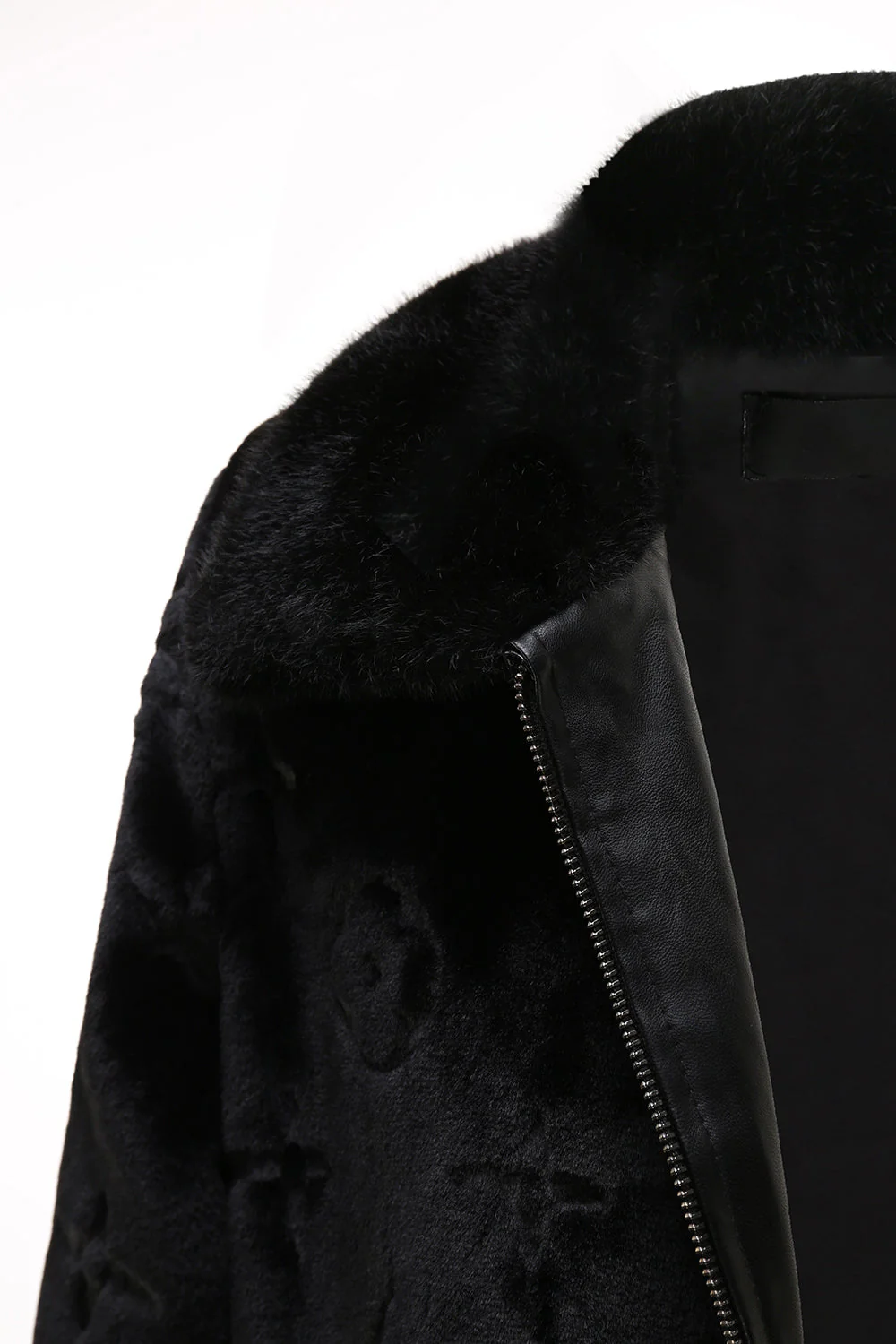 Winter Black Men's Faux Fur Zip-Up Coat - Image 5