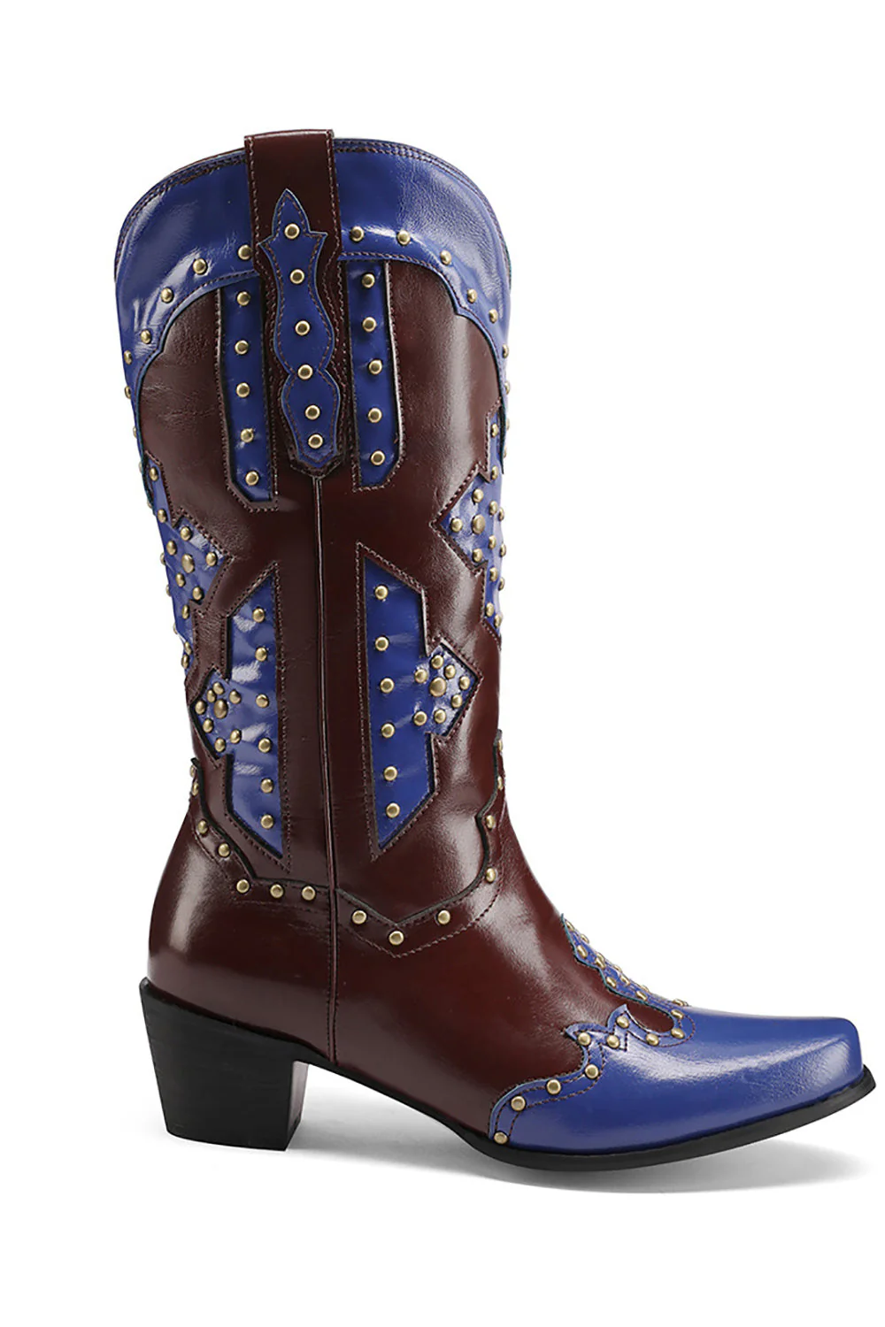 Women's Embroidered Blue Pointed Toe Calf High Cowgirl Boots - Image 5