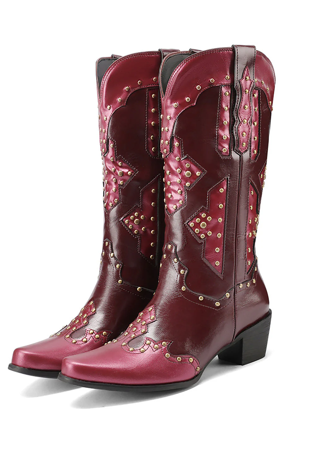 Women's Embroidered Blue Pointed Toe Calf High Cowgirl Boots - Image 6