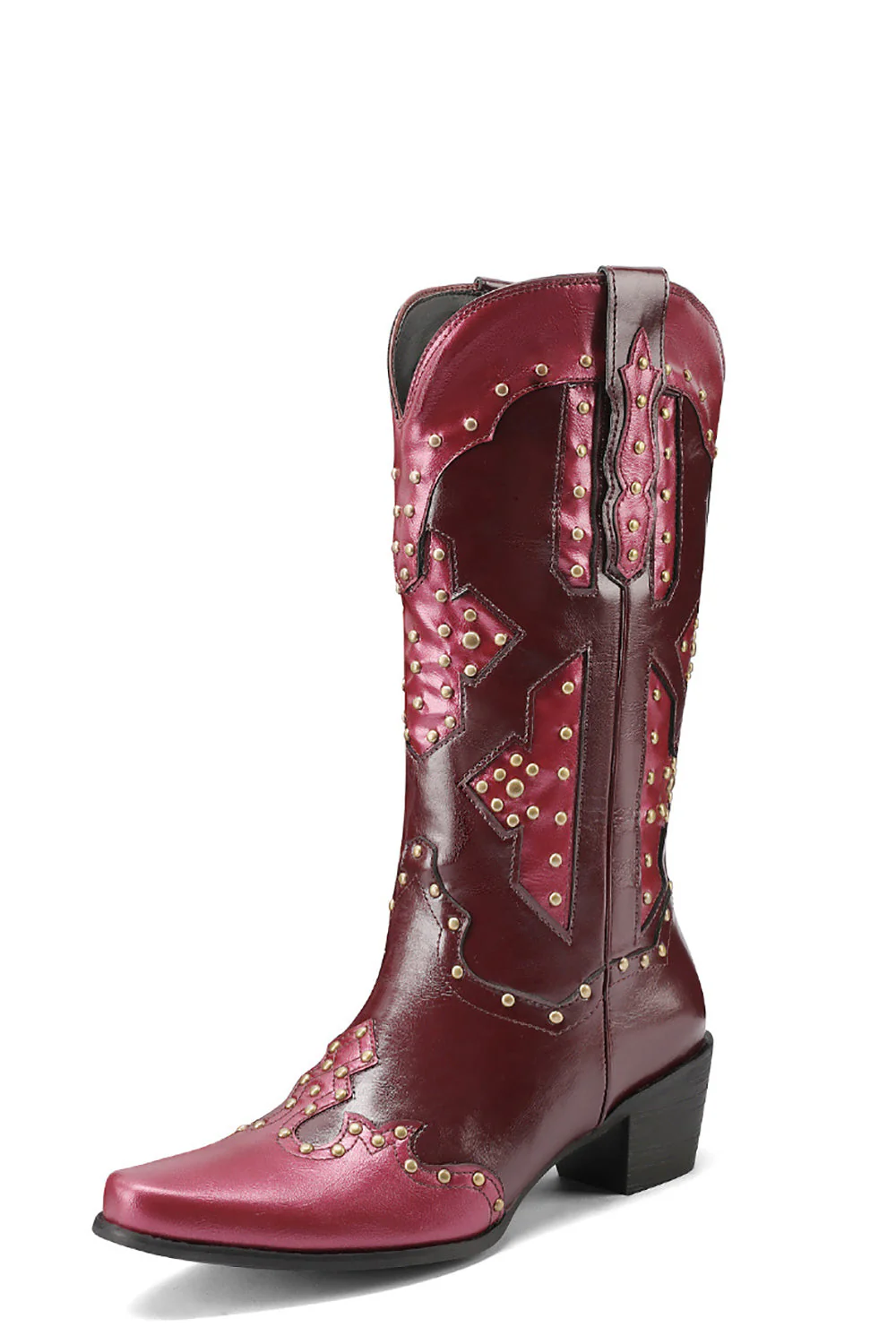 Women's Embroidered Blue Pointed Toe Calf High Cowgirl Boots - Image 8