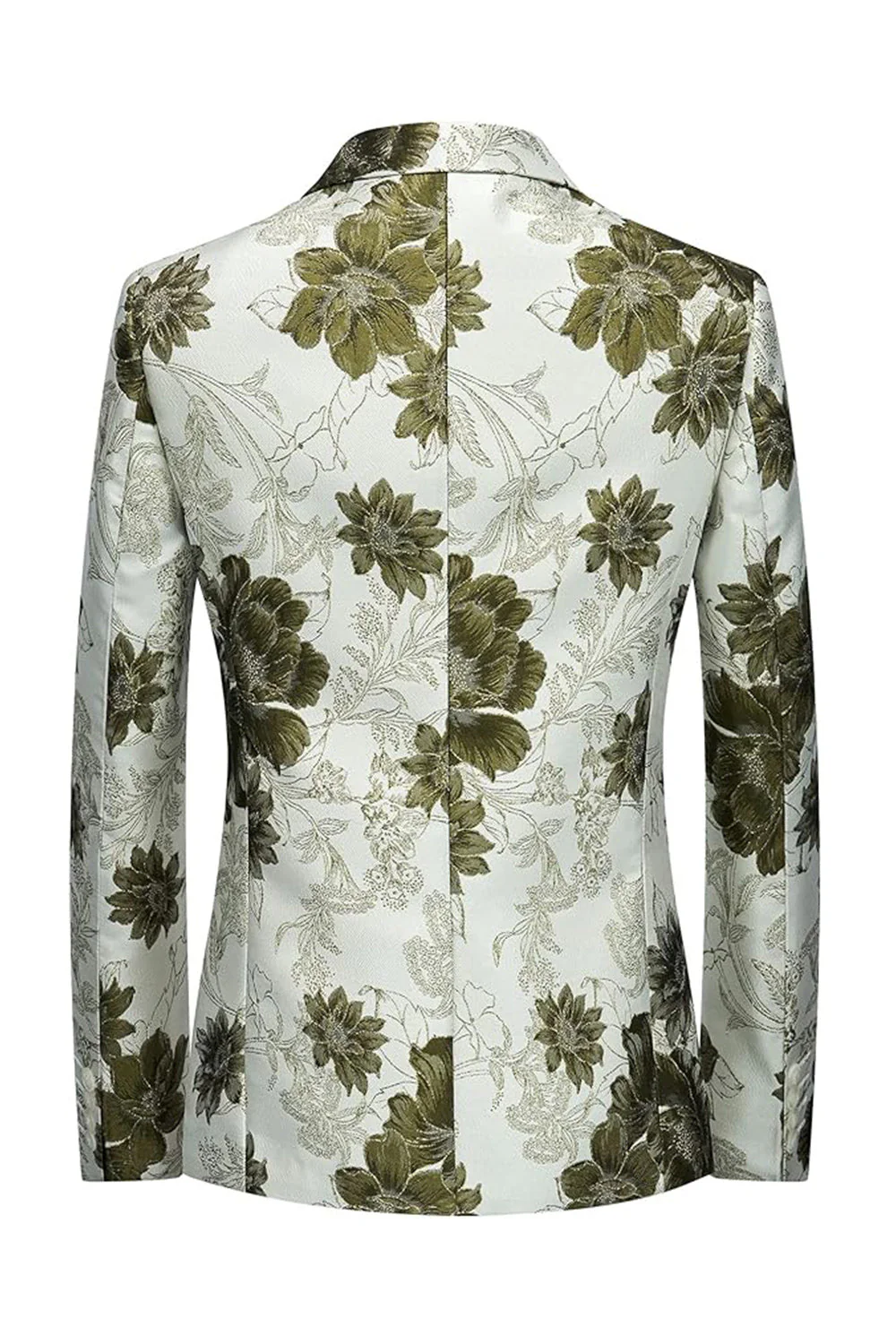Yellow Floral 2-Piece One Button Notched Lapel Men's Prom Suits - Image 15