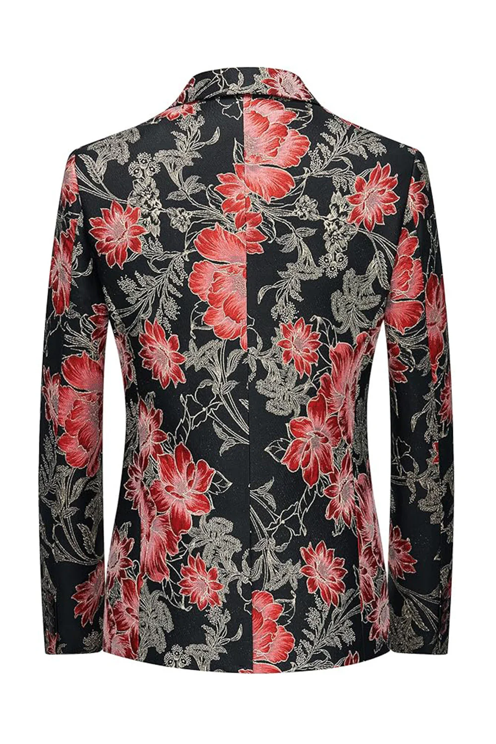 Yellow Floral 2-Piece One Button Notched Lapel Men's Prom Suits - Image 4