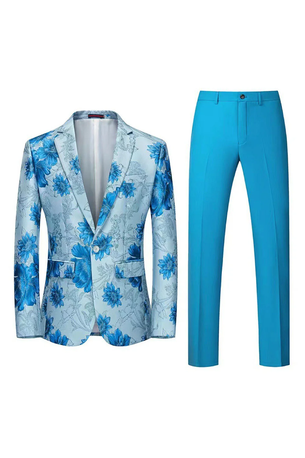 Yellow Floral 2-Piece One Button Notched Lapel Men's Prom Suits - Image 5