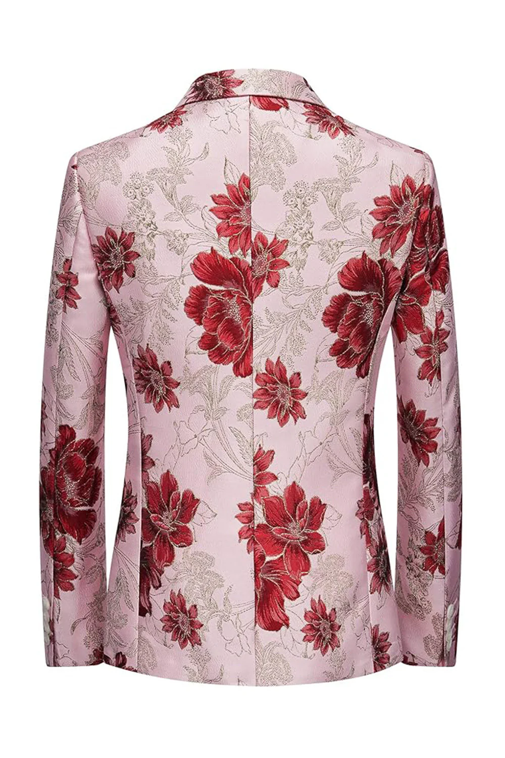 Yellow Floral 2-Piece One Button Notched Lapel Men's Prom Suits - Image 9