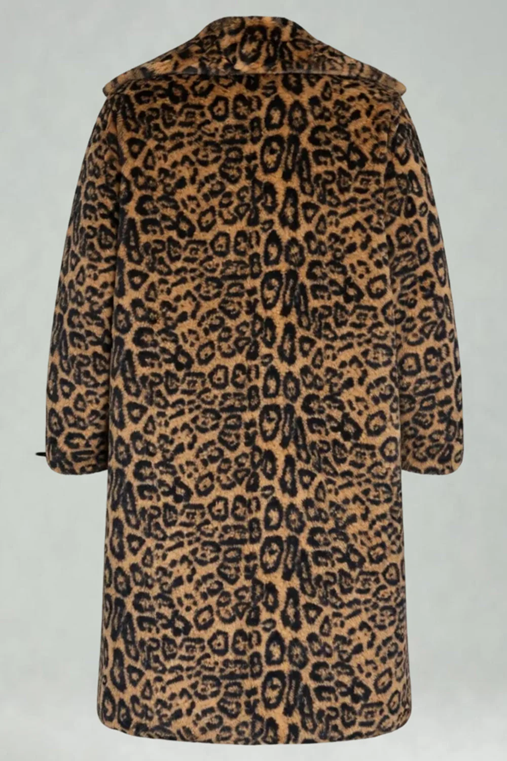 Yellow Leopard Faux Fur Open Front Warmth Men's Winter Coat - Image 6