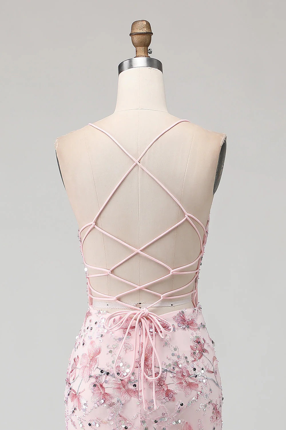 Yellow Mermaid Corset Floral Lace Up Back Long Prom Dress with Sequins - Image 11