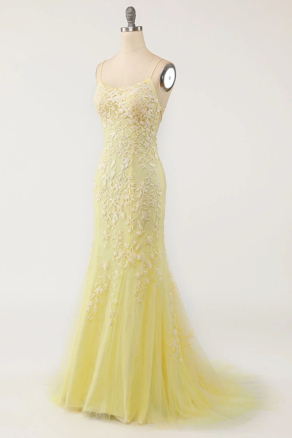 Yellow Mermaid Long Prom Dress with Appliques - Image 3
