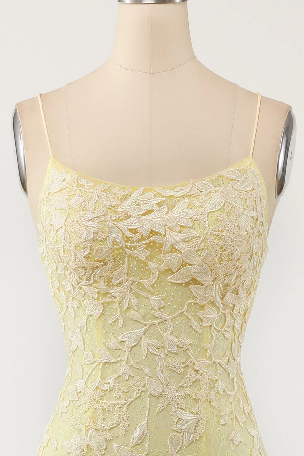 Yellow Mermaid Long Prom Dress with Appliques - Image 4