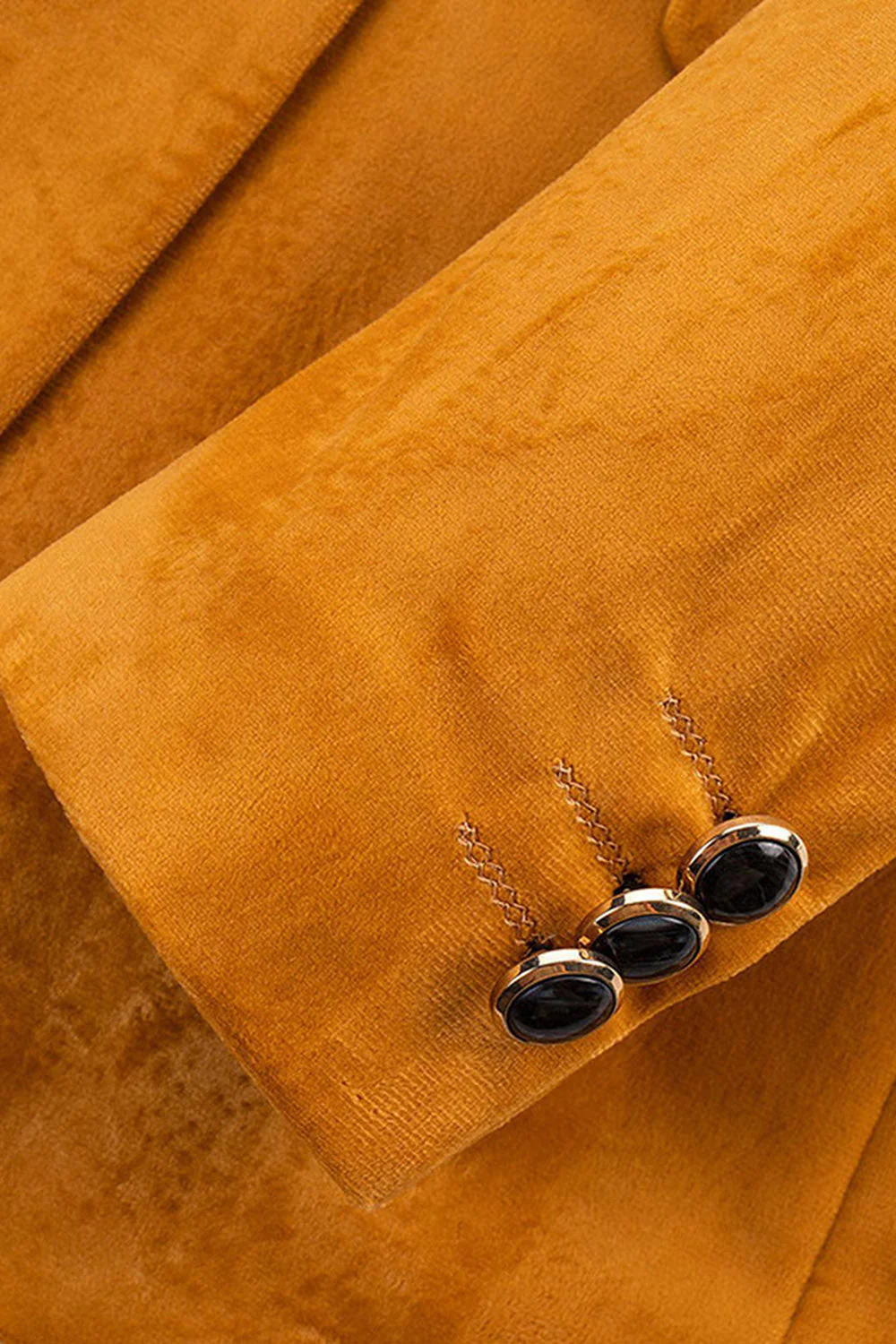 Yellow Peak Lapel One Button Prom Blazer - Image 3