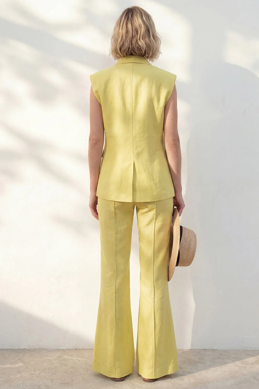 Yellow Shawl Lapel Slim Fit One Button Long Women Suit - Image 2