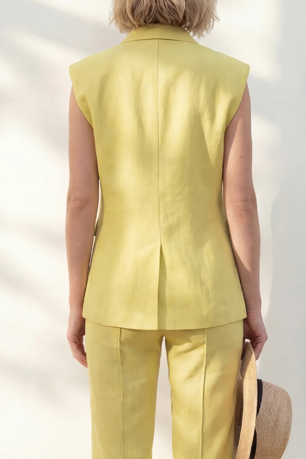 Yellow Shawl Lapel Slim Fit One Button Long Women Suit - Image 4
