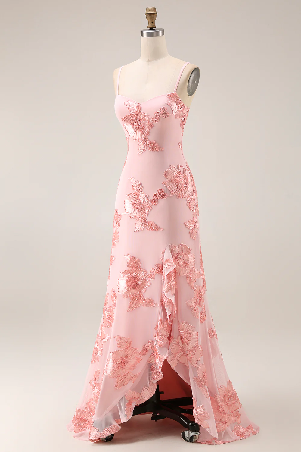 Yellow Sheath Floral Embroidered Long Prom Dress with Ruffle Slit - Image 14