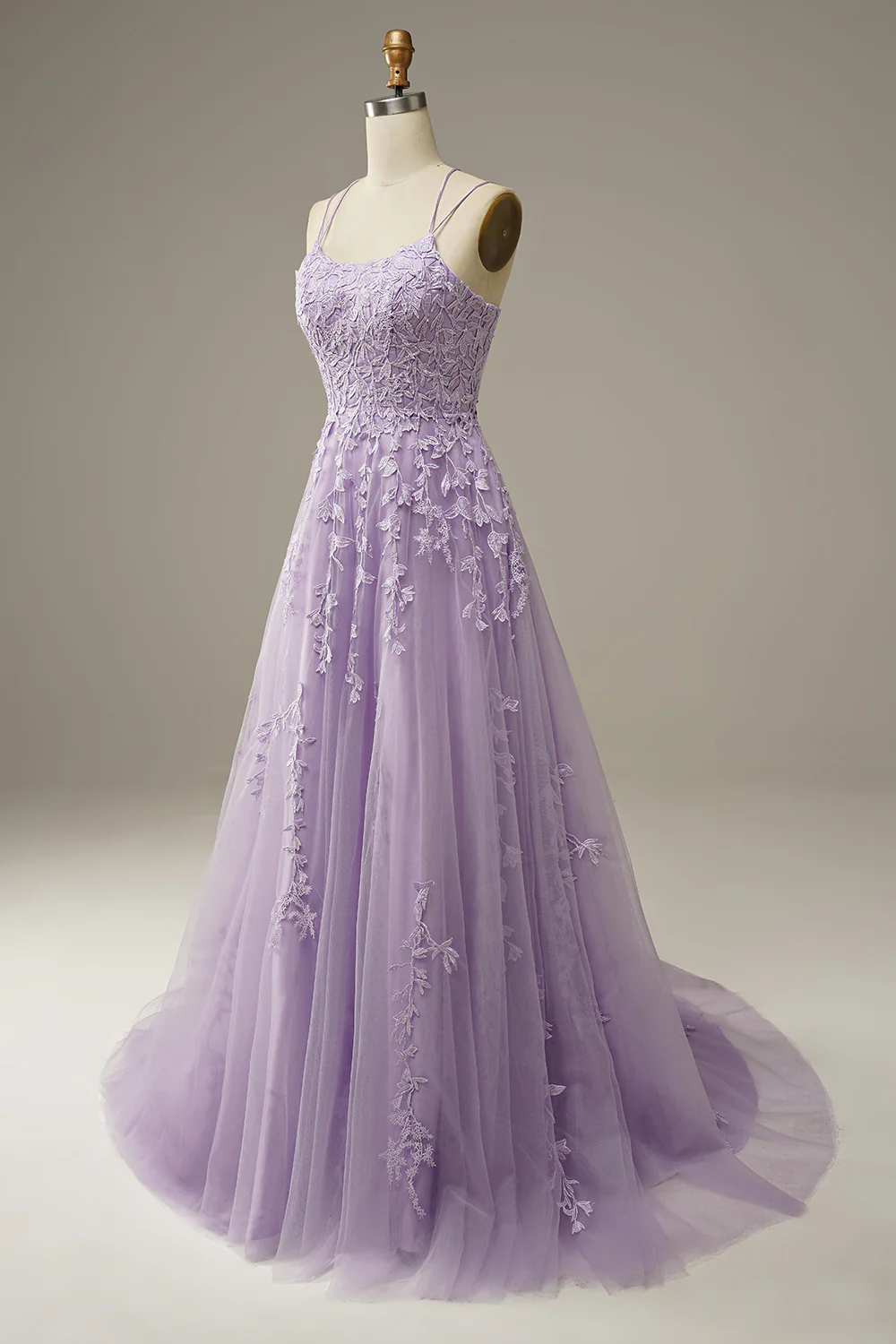 Appliques PurpleTulle Prom Dress - Image 8