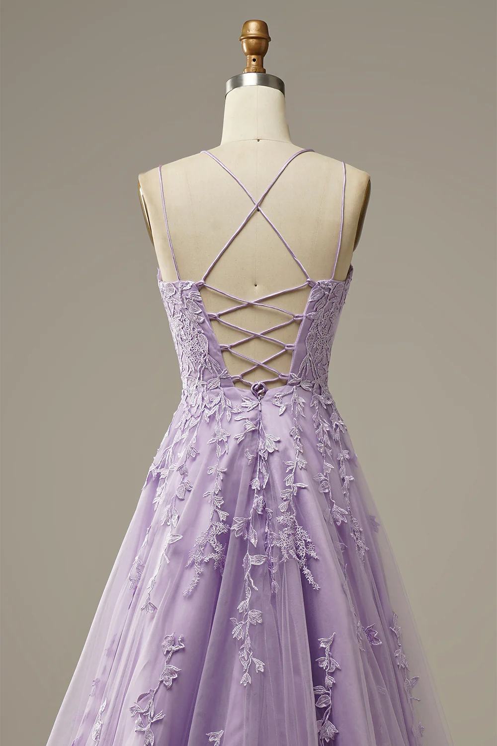 Appliques PurpleTulle Prom Dress - Image 7
