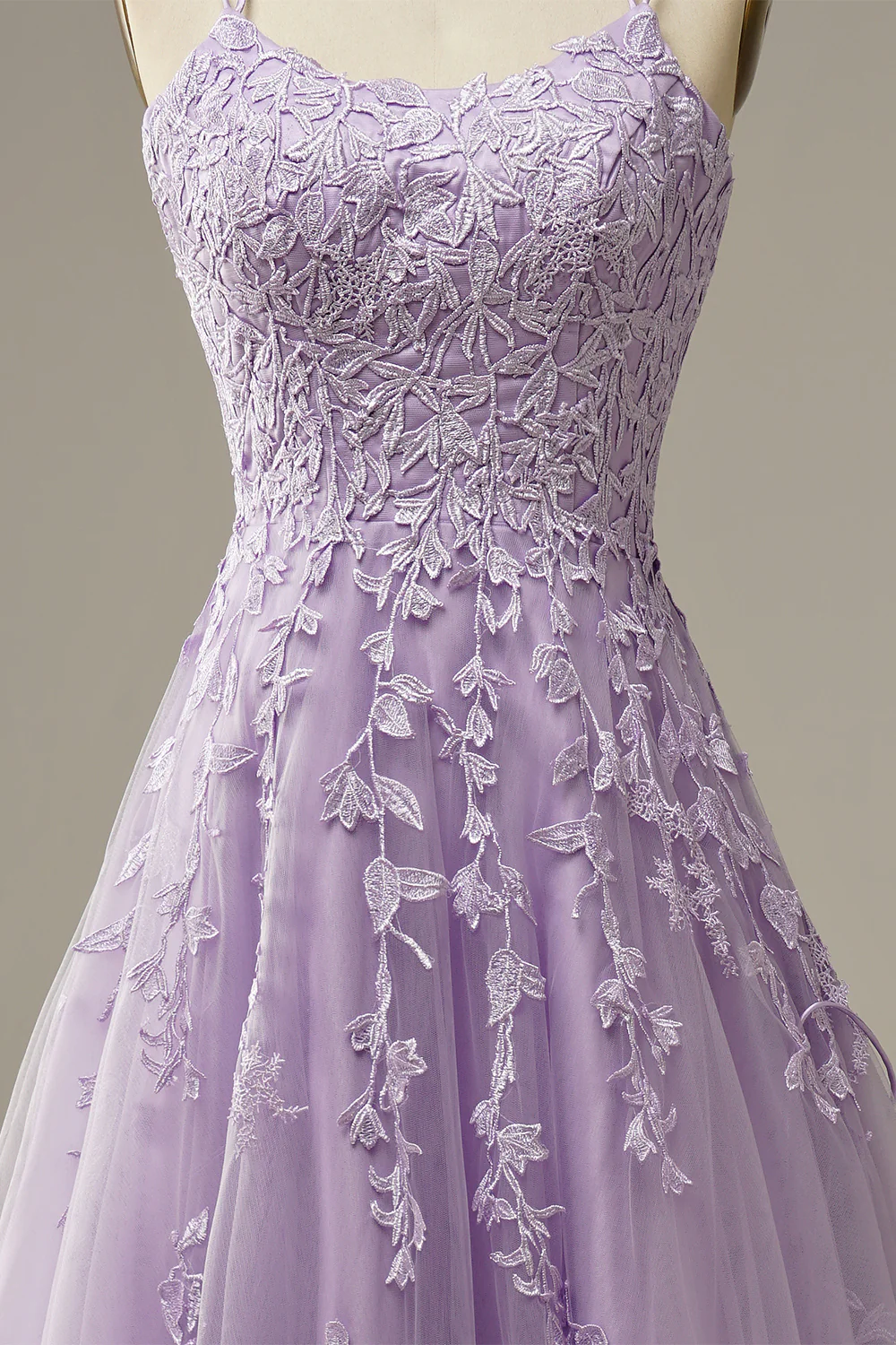 Appliques PurpleTulle Prom Dress - Image 5