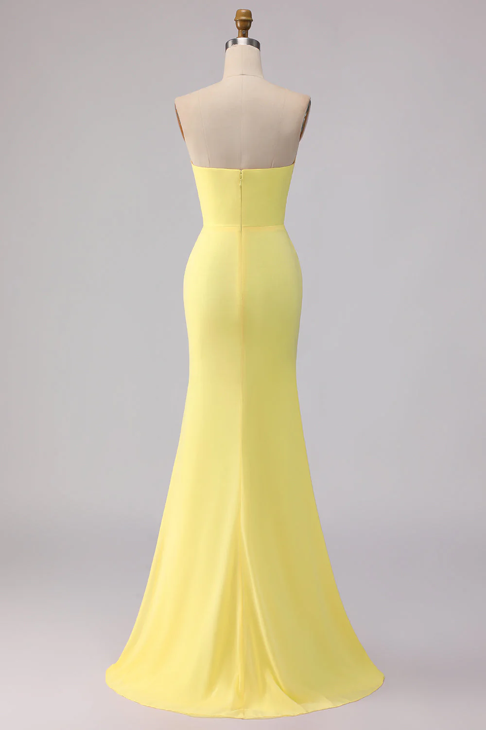 Yellow Strapless Mermaid Satin Maxi Dress - Image 2